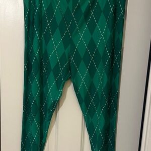 Green Argyle Patterned Leggings LuLaRoe TC2